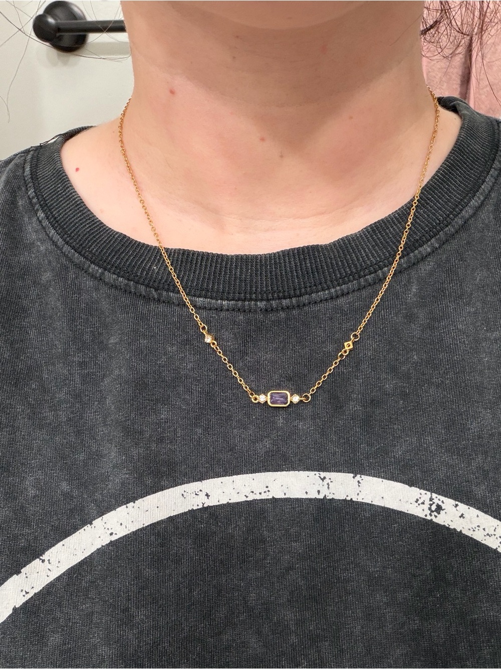 SLIDE Gold Chain Necklace with Purple Stone Pendant
